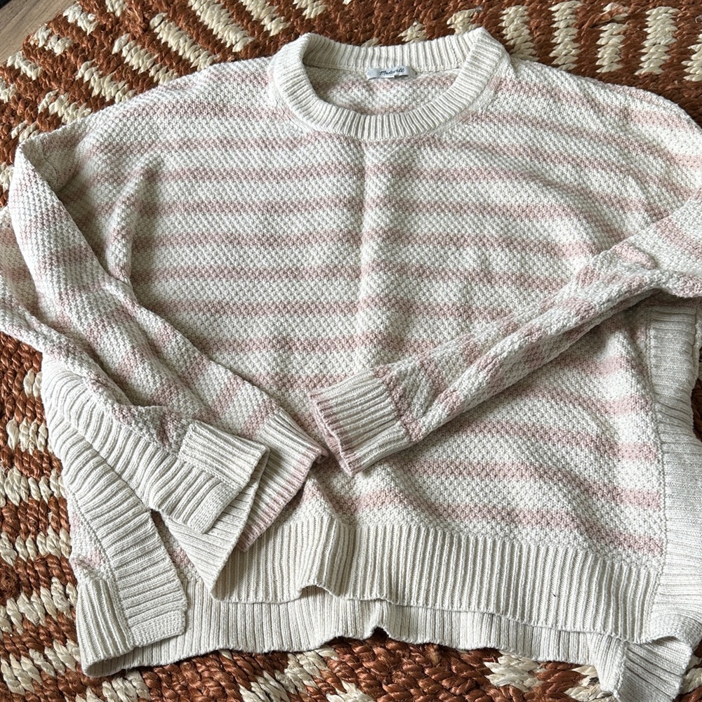 Madewell Striped Pink and Cream Women's Sweater